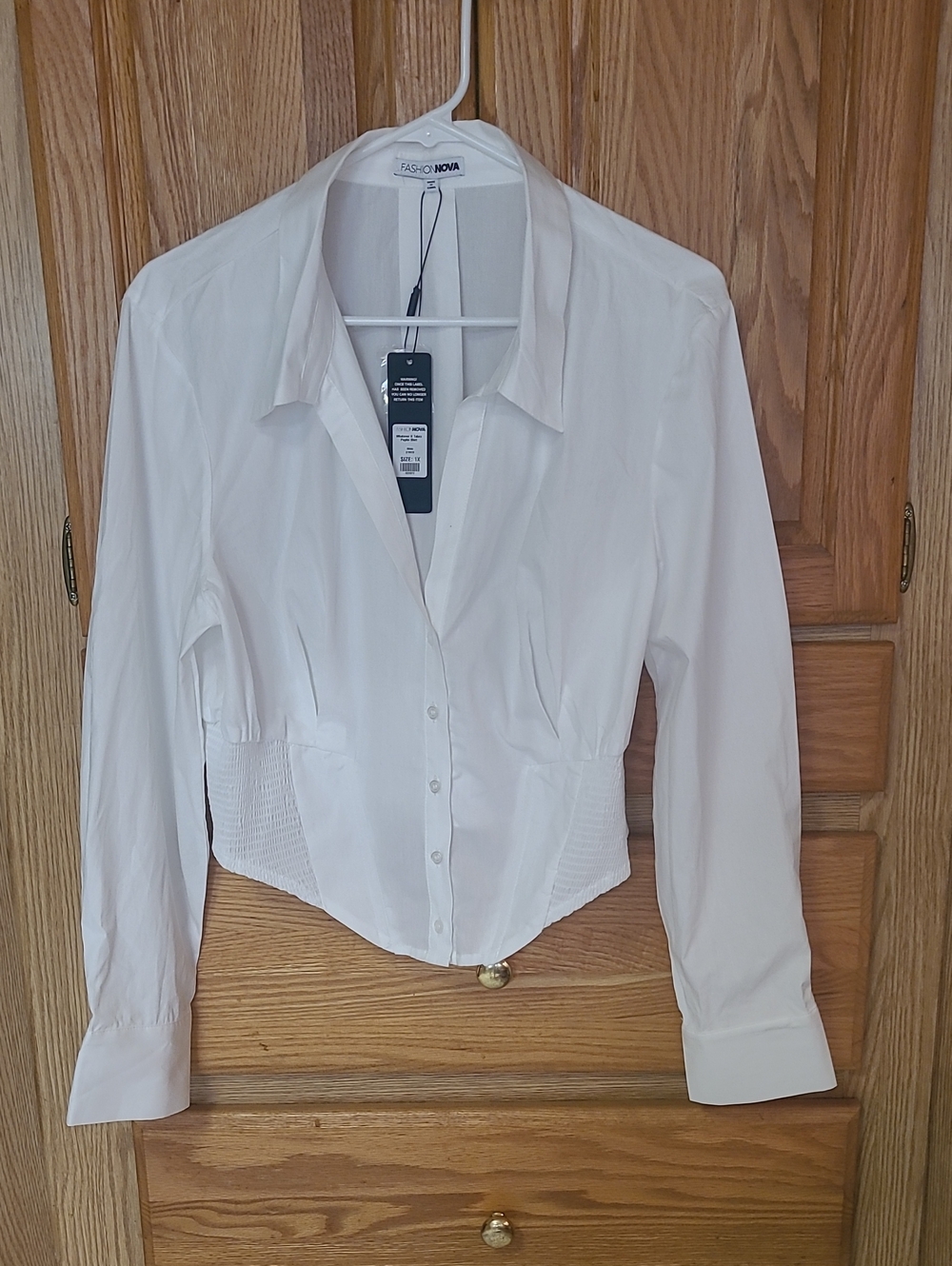Brand-new White Poplin Shirt From Fashion Nova, Well- Made, 100% Cotton, Size 1X